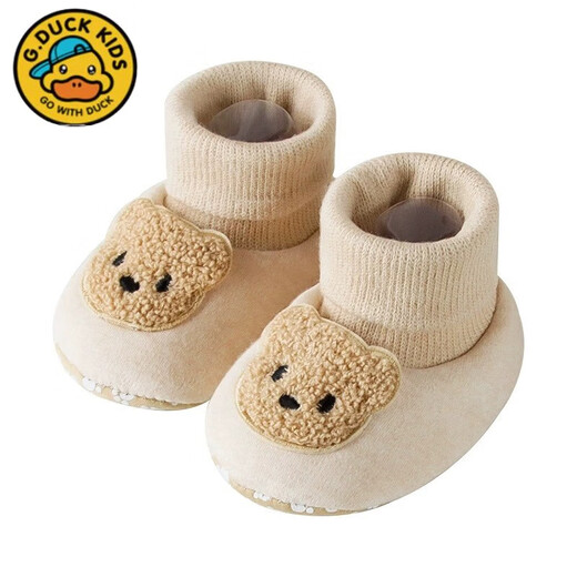 
G. DUCKKIDS Newborns Spring and Autumn and Winter Warm Baby Socks Soft Sole 0--June No Baby Shoes Indoor 1 Year Old Men and Women Baby Cartoon Bear Head Red 11 Inner Length cm Suitable for 0-6b