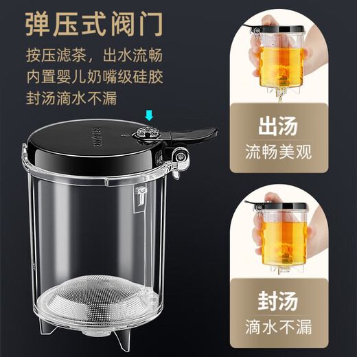 Kamjove Hitzeresistente Glas fließender Tasse, One-Click-Pressfilter-Teekanne, Tee-Wasser-Trennung Tee-Tasse Blume Teekanne TP-757 [Laserpunschfilter] Ein-Bubble-Teekanne 700 ml