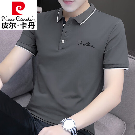 皮尔卡丹（pierre cardin）男士短袖翻领polo保罗衫棉商务休闲青年半袖t恤百搭带领子潮流 S5009黑色 2XL