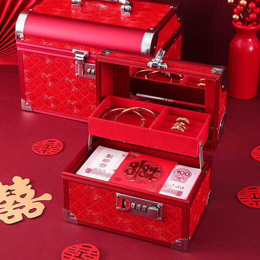 Box de regalo de lotería OUZHIYUN Box de regalo de compromiso Box de lotería 100,000 200,000 Paquete de compromiso Lotería Dinero Tres Gold Gift Box Box se puede colocar en tres joyas de oro, dentro de 200,000 - Entrega expresa ordinaria [680,000 100,000 200,000 Box]