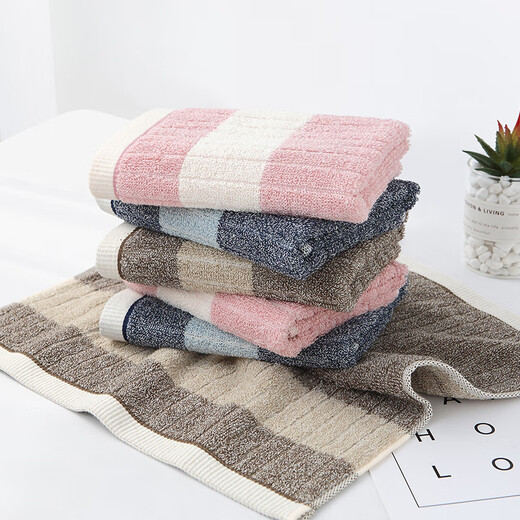 Jieyu three-pack Vosges pure cotton small square towel, soft absorbent face towel, light warm type A small towel, light warm square towel, 1 each in blue, pink and brown, 34x35cm