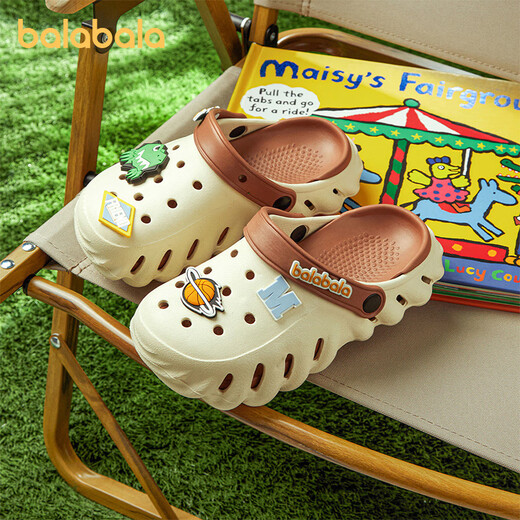 Balabala Dinosaur Children's Croc Shoes Baby Slippers Boys' Indoor Soft-soled Anti-Slip Sandals Slippers for Middle-aged and Older Boys Boys to Wear Summer