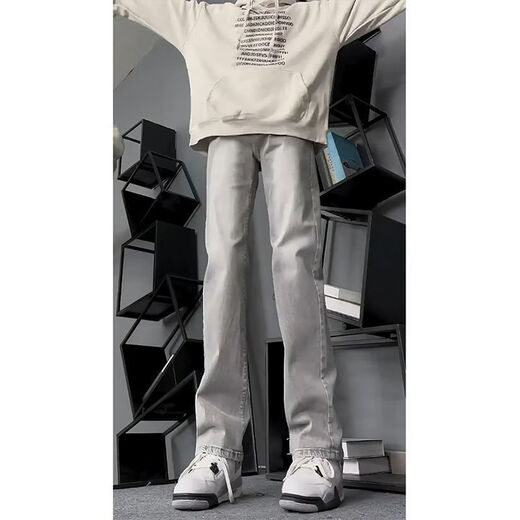 Chaohandu neuer Stil 2024 Zement Rauchgrau Schlanke Jeans für Männer und Frauen für Herbst Dünne amerikanische High-T-T-Hose G841 Cement Grey 3xl 160-175jin [Jin gleich 0,5 kg]