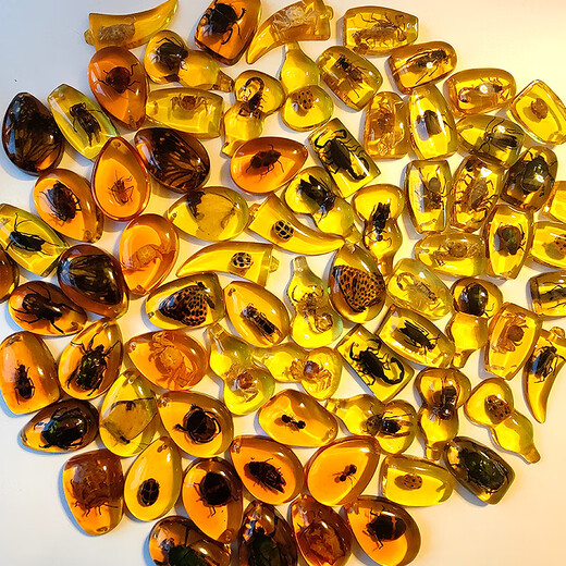 DL 1998 Valentine's Day gift for Fat Donglai, the same amber insect specimen pendant made of blind box resin glue ornaments, a small gold amber crab