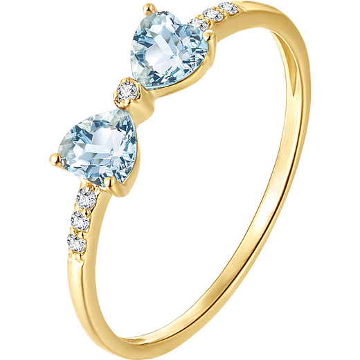 IL&CO Youke Mina Sweetheart 18K gold natural aquamarine ring women's bow gift female birthday gift natural aquamarine ring * about 0.4-0.5 carats No. 15