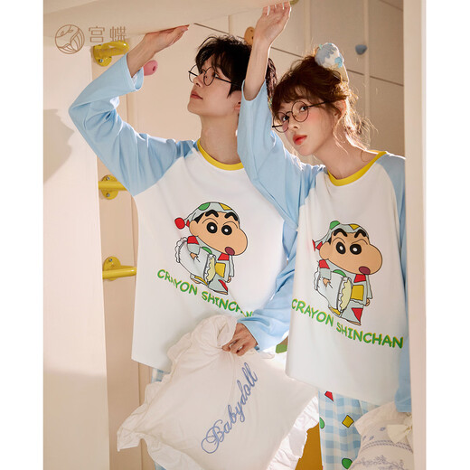 Gong Die Light and Soft Crayon Shin-chan Spring and Autumn Couple Pajamas Women's Long Sleeve Cute Casual Homewear Set Men's