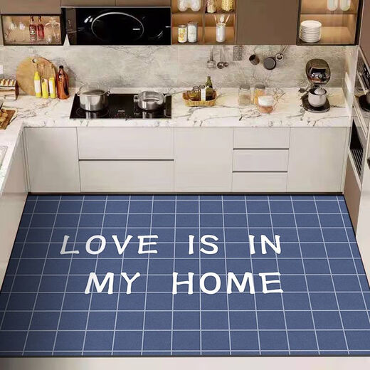 Xuxian floor mats, kitchen floor, stain-resistant mats, household anti-slip carpets, water-absorbent and oil-proof, large-area custom-made foot mats, versatile cutlery, 140*180cm, waterproof and anti-scalding