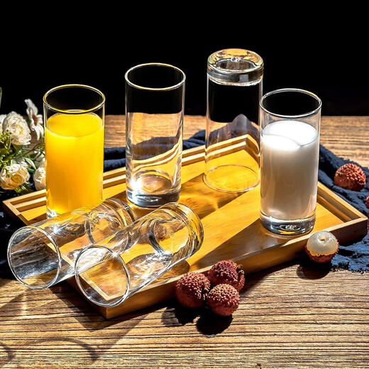 Ouxin imported glass cup household water cup set heat-resistant glass tea cup drinking cup household transparent cup milk cup round style 340ml six pack