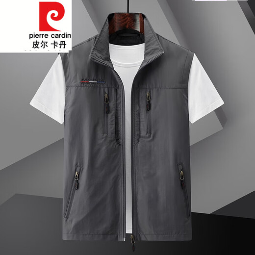 Pierre Cardin Outdoor im Freien Schnelltrockner Weste Frühling, Sommer- und Herbst-Multi-Pocket-Arbeit Anzug Weste Horse Clip Großer Größe Casual Jacket Khaki L.