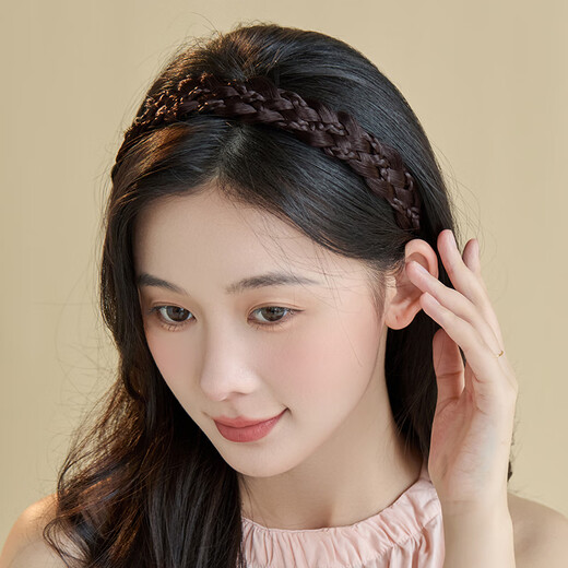 Chimera (CHIMERA) fishbone braid braid wig headband with toothed anti-slip headband girl birthday gift (dark brown)