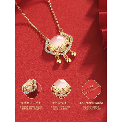 Fat Donglai's same long life lock plated 18K gold safety lock necklace for women 2023 new light luxury niche zircon lock platinum gold safety lock