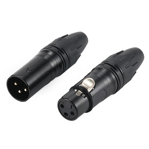 AVSSZ three-core XLR male and female pure copper gold-plated 3-pin xlr microphone balanced connector welding terminal audio wire connector engineering audio dedicated DIY repair AC3M male + AC3F female (black tail)