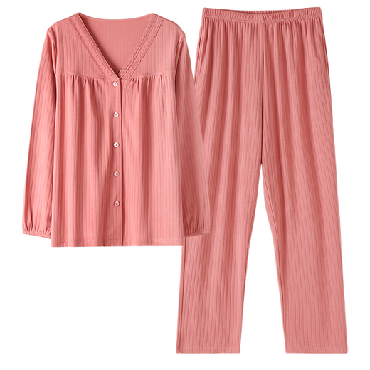 Modal 2024 Neue Pyjamas für Frauen im Frühjahr und Herbst, langärmelige, reine Baumwolle Großgröße Lose Baumwolle Herbst- und Winter-Heimkleidung Set XEQ9276 M Größe [vorgeschlagenes Gewicht: 85-100jin [Jin gleich 0,5 kg]]]