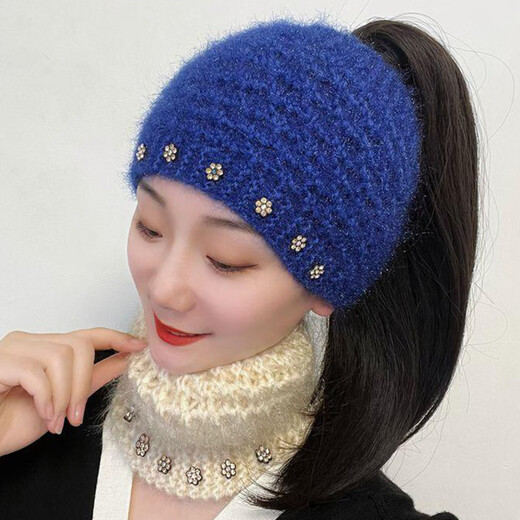Zi'er winter warm hat worn by middle-aged women. Beanie hat. Thickened beanie for middle-aged and elderly women. Autumn and winter headscarf. Khaki plum blossom headband. One size fits all.