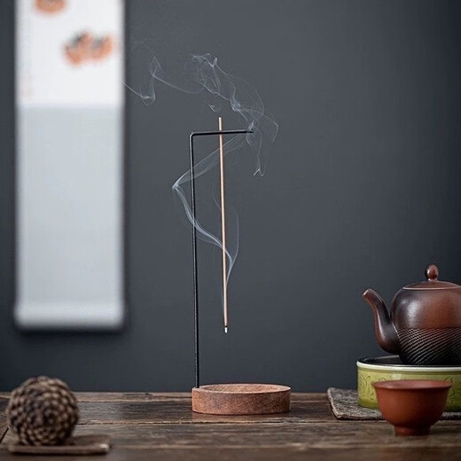 Solid wood base black iron high-end practical inverted wire incense burner Chinese style Chinese style incense burner width adjustable backflow separate incense burner No Specifications