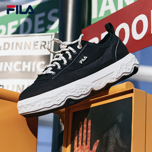 
FILA official men's shoes ROCK modern canvas shoes 2024 summer new fashion casual shoes sports shoes black-BK 42