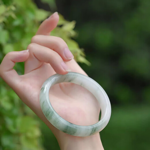 Eternal symbol collection grade ice type Tianshan jade bracelet for women luxury high-end peace bracelet floating flower jade bracelet jade bracelet collection grade Tianshan jade bracelet-gift box 51-52mm