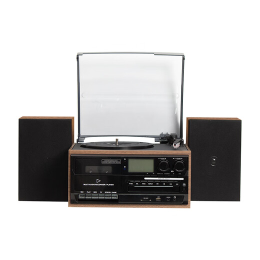 Heritage family tape player CD tape vinyl multi-function split external speaker vinyl record player retro gramophone small Bluetooth speaker vinyl CD tape multi-function external speaker oak color