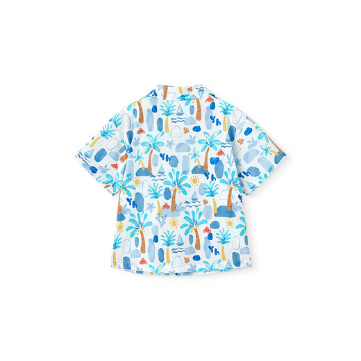 YEEHOO children's shirt short-sleeved summer outdoor boys versatile shirt casual seaside resort style floral shirt Sunny Beach 130 cm