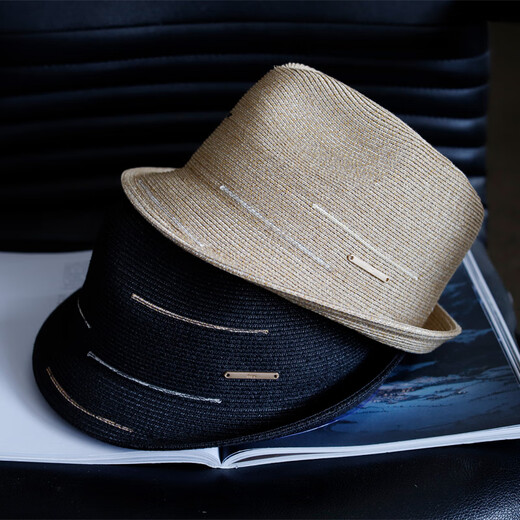 Tochino Japaner kurzer Kurzbrenner Casual Gentleman's Topper Hut wie Männer und Frauen britischer Sonnenschutzhut Falten Sie Jazz Strohhut Khaki Farbe einstellbar m (56-59 cm)