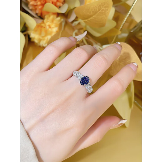 Fat Donglai's same style tanzanite ring fashionable 925 silver denier tanzanite blue inlaid with imported technology high carbon diamond essence tanzanite blue ring No. 5