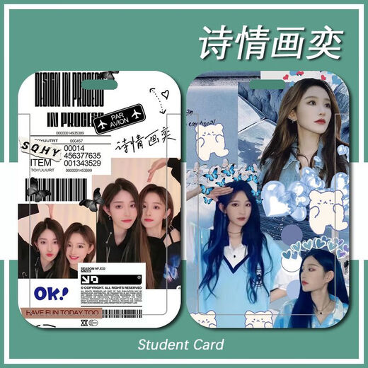 周诗雨王奕同款卡套学生饭卡定制公交卡校园卡保护套工牌工作证套 诗情画奕h11762 饭卡卡套+长挂绳