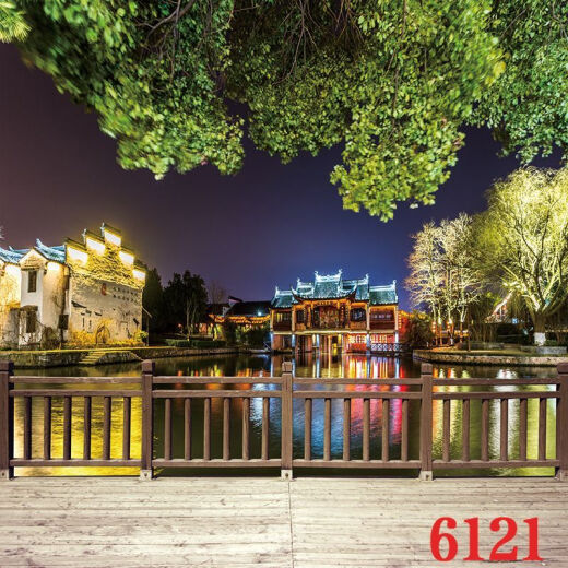 CLCEY网红主播直播背景布抖音快手拍视频段子3d立体背景墙夜景风景外景 6187 1.5米宽2米高