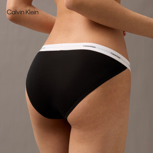 Calvin Klein Unterwäsche 25 Frühlings- und Sommer Neue Frauen CK Jacquard Taille Rippen-Baumwollbikini-Briefs für Frauen QD5265 UB1-Space Black 1 m