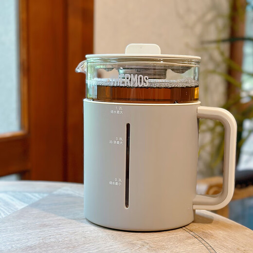THERMOS Health Pot Tea Kettle 24H Appointment Kettle with Tea Strainer Glass Health Pot Intelligent Constant Temperature Electric Kettle 1.2L EHA-1613E-B