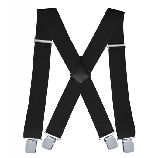 Yufan 5cm elastic elastic men's strap clip 4 clamp X-type adjustable suspender trousers strap 02 Navy Blue Unicode

