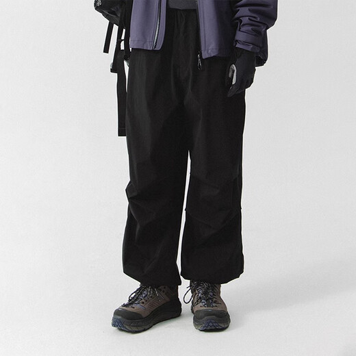 Lanqi BLUE three-proof anti-bacterial functional wind paratrooper pants autumn and winter plus velvet warm overalls men's black L