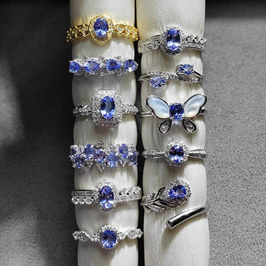 Shilian natural tanzanite ring 925 silver ring tanzanite blue facet clean body fire color good sapphire ring TS031