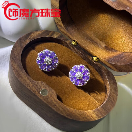 Fat Donglai quality tanzanite earrings natural l natural tanzanite women's 925 silver amethyst earrings simple and light natural tanzanite amethyst B earrings