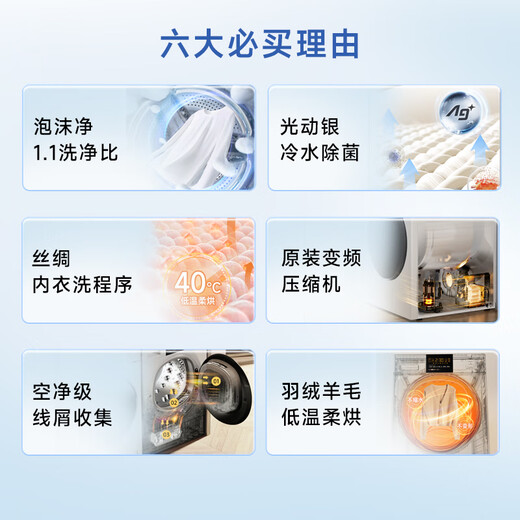 Panasonic [Recommended by Wu Lei] White Moonlight 2.0 Washing and drying set 10kg drum washing machine + heat pump dryer Frequency compressor 3E1AK+EH1015 National subsidy