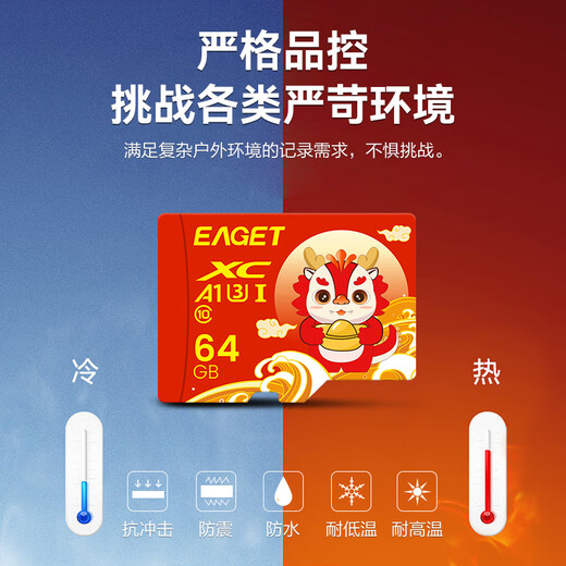 EAGET 64GB TF (MICROSD) Карта памяти U3 V30 4K DASH Recorder/Security Monitoring Карта памяти.