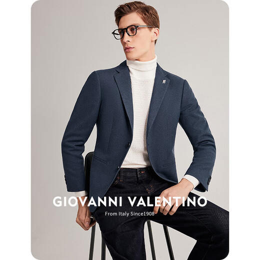 卓凡尼·华伦天奴（GIOVANNI VALENTINO）含绵羊毛休闲西装外套男款抗皱西服男装