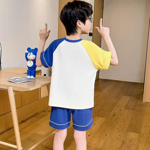 夏季男童家居服短袖套装可爱卡通中大童儿童睡衣男孩春夏天居家服 K短袖套6630时空机器猫 18码/150cm身高80斤内