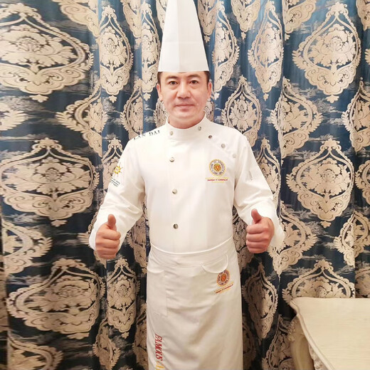 未萱厨师长工作服行政总厨七分袖中国风厨师服长袖酒店厨师长七分袖 白色上衣+围 16580AM 均码