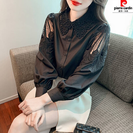 
Piercadian embroidered cotton shirt for women's autumn new fashion embroidered white shirt loose and versatile long-sleeved top CY9227 White 2XL [Suggested 131-145Jin [Jin equals 0.5 kg]]
