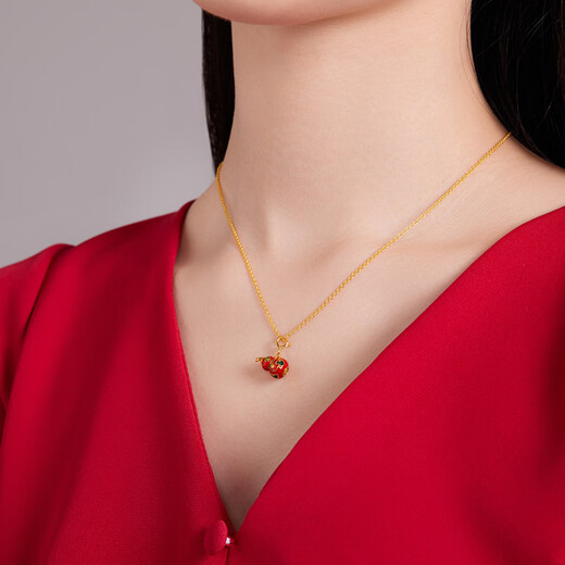 Safir birthday gift 18K gold single pendant female enamel DIY small pendant for girlfriend birthday gift gourd