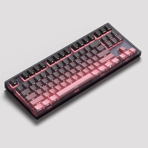 腹灵MK870 黑莓侧刻 机械键盘 有线无线蓝牙客制化 电脑游戏静音办公 黑曜石 黑莓侧刻 有线 酒红轴【麻将音】