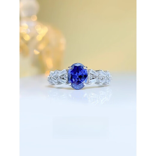 Fat Donglai quality tanzanite ring fashionable 925 silver denier tanzanite blue inlaid with imported technology high carbon diamond essence tanzanite blue ring US size 5