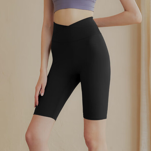 LULUUVTTOH high-waist butt-lifting yoga shorts for women, elastic tight-fitting pants, Pilates sports running fitness cycling pants for women, black 2XL (recommended 140-160 Jin Jin equals 0.5 kg)