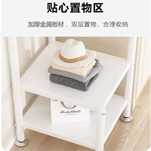 Zhuobo coat rack floor-standing clothes rack bedroom living room clothes rack corner rack storage rack storage rack BZJ white