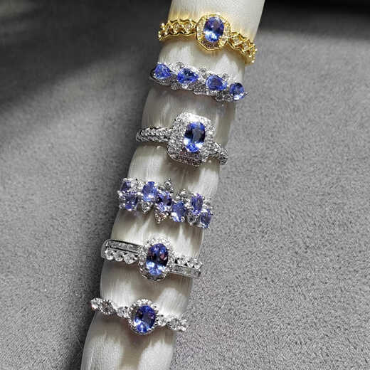 Shilian natural tanzanite ring 925 silver ring tanzanite blue facet clean body fire color good sapphire ring TS031