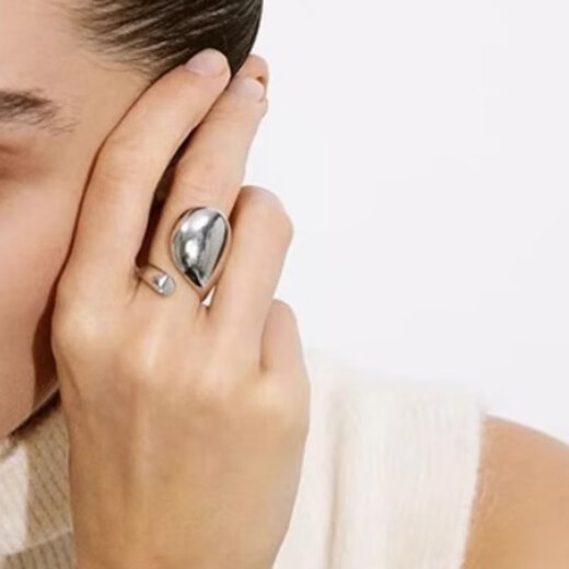 Yilian simple water drop ring for women geometric irregular exaggerated fashion metal opening ring ins niche index finger ring trend JZ7371-1 opening adjustable