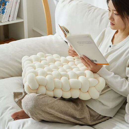 Yingzhu'er woven butt cushion butt cushion sofa cushion cushion chair seat cushion waist pillow floor futon lazy bedroom Persian gray hand-woven 30*33*12cm