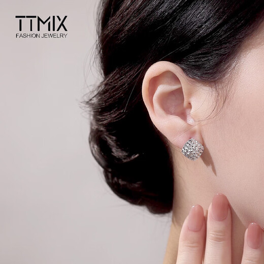TTMIX platinum pt950 ear hook women's laser car flower diamond earrings platinum earrings large size 1.9-2.1g