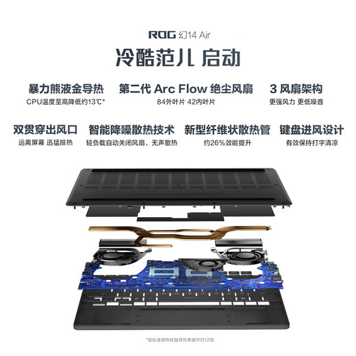ROG Fantasy 14 Air All-round AMD Ryzen R9 14-inch OLED Nebula Screen Designer Lightweight E-sports Gaming Laptop R9-8945HS 4060 Solar Eclipse Gray 32G Memory/1TB Solid State