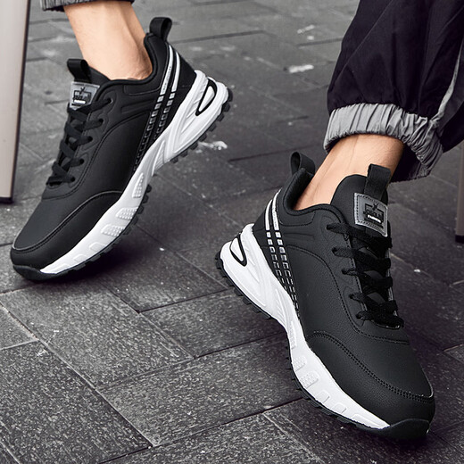 Jordan Grand Herbst- und Winter-Herrenschuhe, große Schuhe, lässige, rutschfeste Turnschuhe, 46, Luftpolster, 47, atmungsaktive, wasserdichte Sport-Leder-Sportlaufschuhe, Schwarz und Weiß, 9737 41